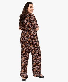 combinaison pantalon femme grande taille a motifs fleuris et haut cache-cœur imprimeC030501_3