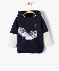 sweat bebe garcon a capuche effet 2 en 1 – lulu castagnette bleu sweatsC030901_1