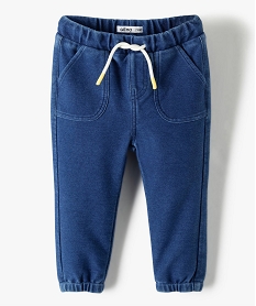 pantalon bebe garcon en maille souple bleu jeansC032501_1