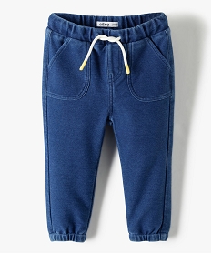 GEMO Pantalon bébé garçon en maille souple Bleu