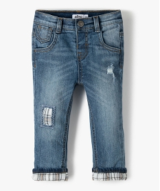 GEMO Jean bébé garçon coupe slim entièrement doublé Bleu