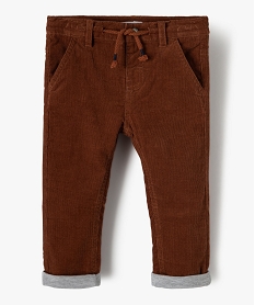 GEMO Pantalon bébé garçon en velours doublé jersey marron fonce