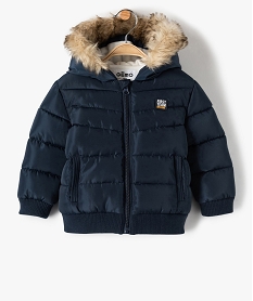 GEMO Blouson bébé garçon matelassé à capuche chaude Bleu