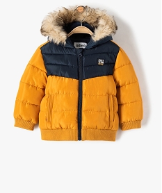 GEMO Blouson bébé garçon matelassé avec capuche chaude Jaune