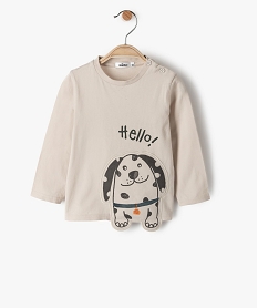 tee-shirt bebe garcon avec motif chien en relief blancC043301_1
