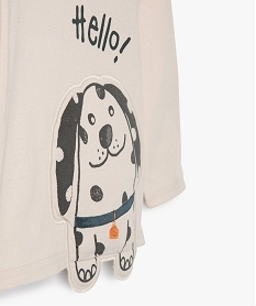 tee-shirt bebe garcon avec motif chien en relief blancC043301_2