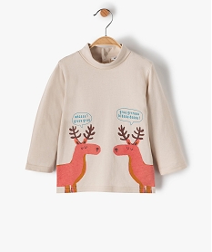 GEMO Tee-shirt bébé garçon imprimé à col roulé blanc vif