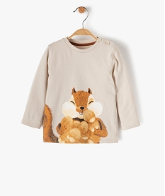 tee-shirt bebe garcon avec motif ecureuil beigeC045101_1