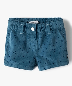 GEMO Short bébé fille en velours côtelé à motifs étoiles - Lulu Castagnette Bleu