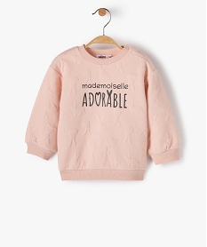 GEMO Sweat bébé fille avec motifs lapins en relief et inscription Rose