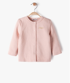 GEMO Sweat bébé fille gaufré à boutons-pression rose standard