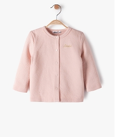 GEMO Sweat bébé fille gaufré à boutons-pression Rose