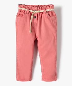 pantalon bebe fille en toile avec ceinture tressee rose pantalonsC049401_1