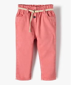 GEMO Pantalon bébé fille en toile avec ceinture tressée Rose