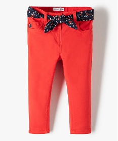 pantalon bebe fille a ceinture fleurie - lulu castagnette rouge pantalonsC049501_1