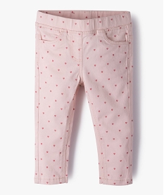 pantalon bebe fille coupe slim avec taille elastiquee rose pantalonsC049601_1