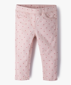 GEMO Pantalon bébé fille coupe slim avec taille élastiquée Rose