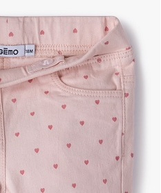 pantalon bebe fille coupe slim avec taille elastiquee rose pantalonsC049601_2