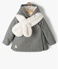 manteau bebe fille avec echarpe douce - lulucastagnette gris manteauxC050001_1