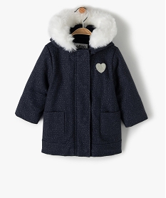 manteau bebe fille paillete a capuche chaude bleuC050101_1