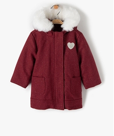 manteau bebe fille paillete a capuche chaude rougeC050201_1