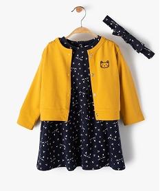 GEMO Ensemble bébé fille 2 pièces : robe + gilet Multicolore