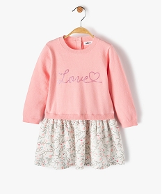 GEMO Robe bébé fille effet 2 en 1 à manches longues Rose