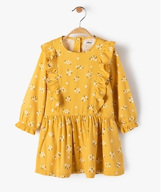 robe bebe fille a motifs cœurs et volants sur le buste jaune robesC052601_1