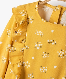 robe bebe fille a motifs cœurs et volants sur le buste jaune robesC052601_2