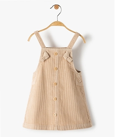 GEMO Robe bébé fille à bretelles en velours côtelé Beige