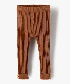 GEMO Pantalon bébé fille en maille fantaisie avec revers cousus Beige