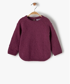 pull bebe fille en maille fantaisie facon plumetis violet pullsC055201_1