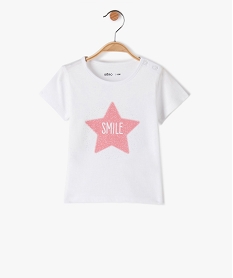 GEMO Tee-shirt bébé fille à manches courtes et motif pailleté Blanc