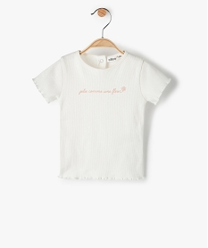 GEMO Tee-shirt bébé fille en maille côtelée Beige