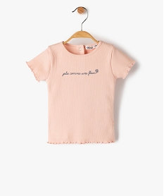 GEMO Tee-shirt bébé fille en maille côtelée Rose