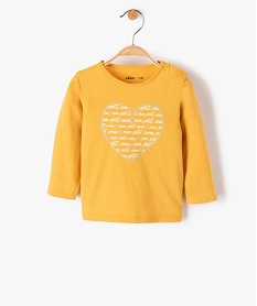 tee-shirt bebe fille manches longues avec motifs et inscriptions jaune tee-shirts manches longuesC058501_1