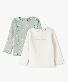 GEMO Tee-shirt bébé fille manches longues à côtes Multicolore