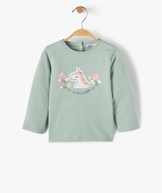 GEMO Tee-shirt bébé fille à manches longues avec motif licorne Bleu