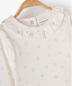 tee-shirt bebe fille avec motifs pailletes – lulu castagnette beige tee-shirts manches longuesC058801_2