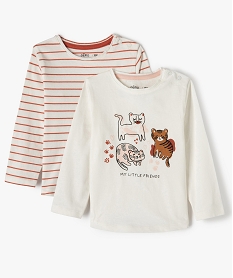 GEMO Tee-shirt bébé fille à manches longues (lot de 2) Multicolore