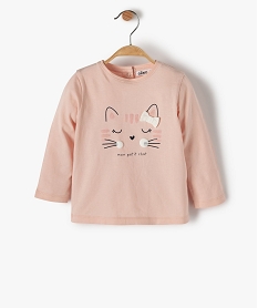 GEMO Tee-shirt bébé fille avec motif chat Rose