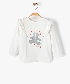 tee-shirt bebe fille avec motifs paillete – lulucastagnette blanc tee-shirts manches longuesC059801_1