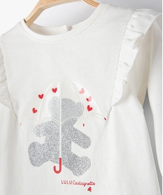 tee-shirt bebe fille avec motifs paillete – lulucastagnette blanc tee-shirts manches longuesC059801_3