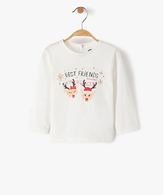 GEMO Tee-shirt bébé fille à manches longues  avec motif Noël Beige