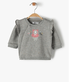 GEMO Sweat bébé fille à épaules volantées et détails brillants Gris
