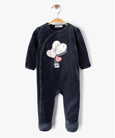 GEMO Pyjama bébé fille avec motifs cœurs et petites fronces Bleu