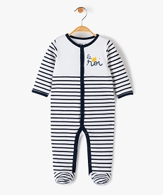 GEMO Pyjama bébé garçon à rayures ouverture devant Blanc