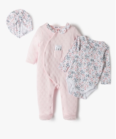 GEMO Ensemble layette fille 3 pièces blanc vif