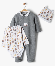 GEMO Ensemble layette garçon 3 pièces Gris