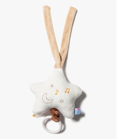 GEMO Doudou bébé musical en forme d’étoile – Sucre d’Orge Beige